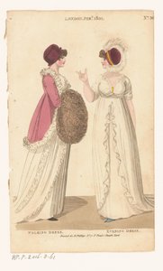 Magazine of Female Fashions of London and Paris. No. 36. London Feb., 1801: Walking Dress; Evening Dress