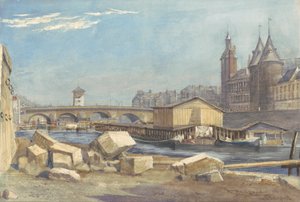 Ile de la Cité, the Pont au Change, and the Conciergerie, Paris, 1837