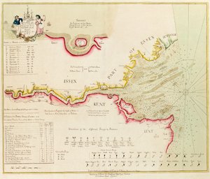 Chart of the River Thames from London to the Nore, Margate and the Downs, North, Middle and South Channels, from a Survey Taken in 1789 and 90