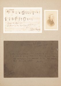 Autograph musical quotation mounted with carte-de-visite photograph of Wagner and a provenance note by Richard Wagner