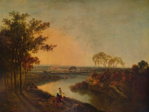 An English River at Sunset, in the distance the Welsh hills, c1760, 1938 by Richard Wilson