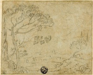 Italian Landscape with Umbrella Pine in Foreground by Richard Wilson