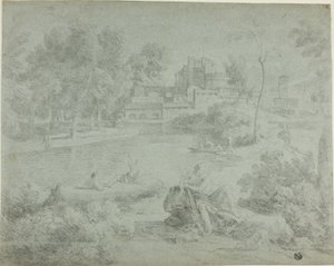 Italianate Landscape with Bathers by Richard Wilson