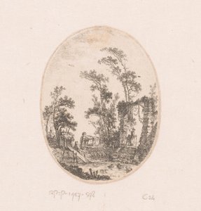 Duck pond with some trees around (Collection of views, landscapes, antique fragments and historical subjects)