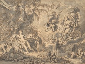 Juno on Her Chariot Visiting a Young Woman and a Rivergod