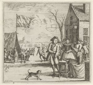 Winter Landscape with Inn and Skaters from The Winter, Winter Scenes