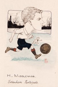 Bert Middlemiss, Tottenham Hotspur, drawing for a set of cigarette cards, 1907