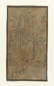 Two Old Men and a Young Man Seated Under a Tree by the Water by Riza i 
