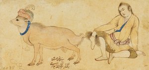 Study of a Young Man and a Ram, 1630-31 or Later by Riza i Abbasi