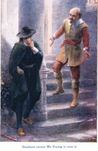 Great Heart Entreats Mr Fearing to Come In, from The Pilgrims Progress published by John F Shaw & Co, c.1900