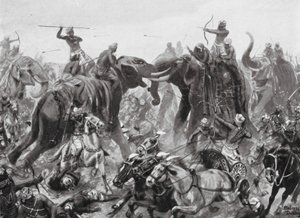 The Defeat of Pulikesin II Chalukhya by Mahamalla Pallava at Badami, AD 642 by Robert Ambrose Dudley