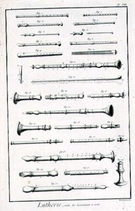 Plate VIII: Wind Instruments from the Encyclopedia of Denis Diderot and Jean le Rond d