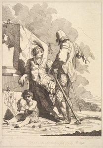 Two Soldiers and Child Holding a Helmet by Robert Blyth