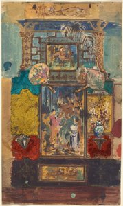 Stage Set Consisting Of Painted Panels, Fabrics, And Fans by Robert Caney