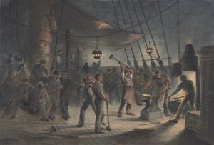 The Forge on Deck, Night of August 9th: Preparing the Iron Plating for Capstan