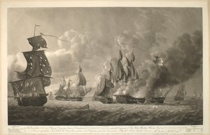 View of the Action on St. George’s Day 1794, between a Detachment of His Majesty’s Frigates and Four French Frigates by Robert Dodd