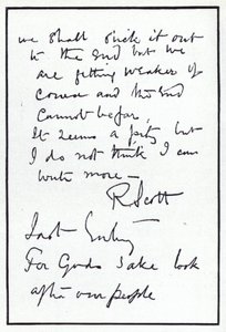 Last page of the diary of polar explorer Robert Falcon Scott, leader of the ill-fated British expedition to the South Pole, 29 March 1912 by Robert Falcon Scott