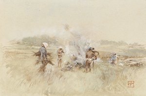 At Work Heaping Brush on Smouldering Fires by Robert Frederick Blum