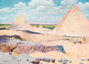 The Pyramids of Gizeh from the Desert