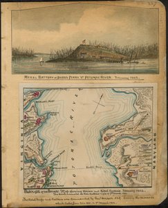 Blockade of the Potomac. Map Showing Union and Rebel Batteries January 1862. The Rebels Evacuated All Their Batteries Night of 4th March 1862. by Robert Knox Sneden