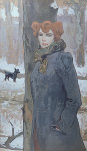 A prostitute in a forest in winter