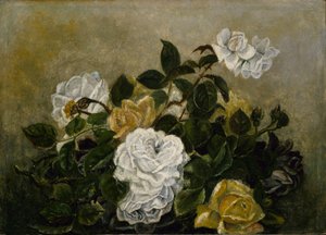 Roses--Fancy Still Life, Still Life with Roses by Robert S. Duncanson