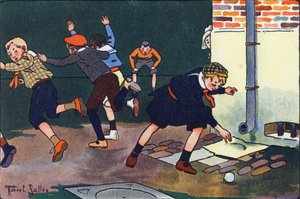 Bullet to the Wall. Engraving in 