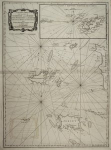 A general chart of the islands of Guernsey and Jersey, Sark, Herm, Jethou and Alderney, with Cape la Hague and the Caskets by Robert Sayer