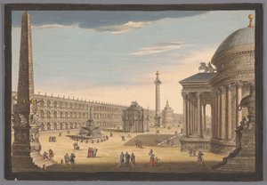 View of an Obelisk, a Triumphal Arch, a Column, and Other Buildings in Rome (Rome in Its Original Splendor)