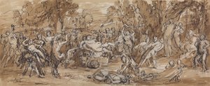Figure Study of a Bacchanalia Celebration in a Wooded Landscape