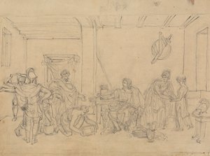 Study of an Interior Scene, with Roman Soldiers