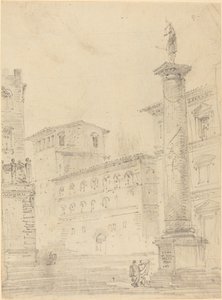 Figures on a Roman Piazza by Robert Smith