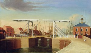 An East View of the Bridge and New Dock at Kingston upon Hull by Robert Thew