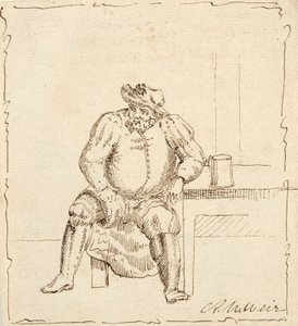 Sketch of seated man with mug, possibly Falstaff by Robert Walter Weir