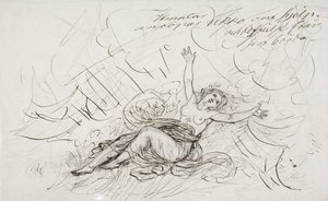 Ilmatar Cries Out for Ukko, Sketch for a Kalevala-themed Drawing Series by Robert Wilhelm Ekman