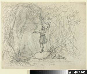 Man from the Sea, Sketch for a Kalevala-themed Drawing Series by Robert Wilhelm Ekman