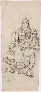 Woman, Boy, and Girl in Folk Costume by Robert Wilhelm Ekman