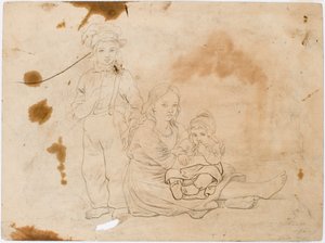 Småland Children, Girl with Child in Her Lap and Standing Boy Beside Her