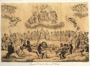 Principal Greek gods on Mount Olympus by Roberto Freschi