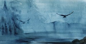 Birds in Blue Mist by RodMacIver