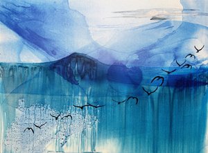 Serene Blue Seascape Birds by RodMacIver