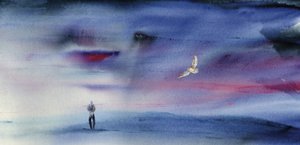Solitary Figure Owl Flight by RodMacIver