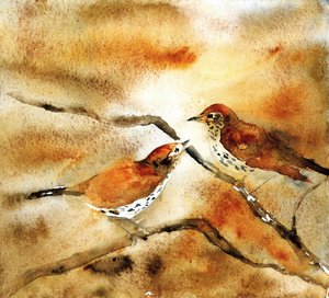 Birds On Branch by RodMacIver