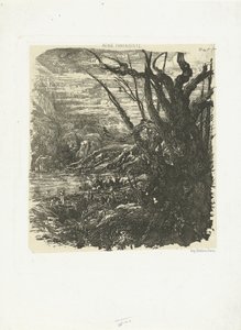 Mountain Landscape with Lake by Rodolphe Bresdin