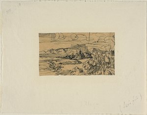 Cathedral and Village on a Lake by Rodolphe Bresdin