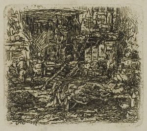Interior of a Farmhouse by Rodolphe Bresdin