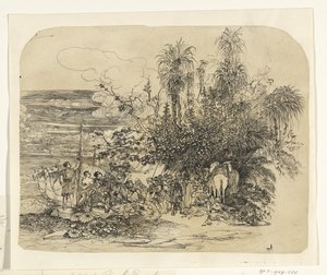 Landscape with a Group of Resting Easterners with Their Horses and Camels by Rodolphe Bresdin