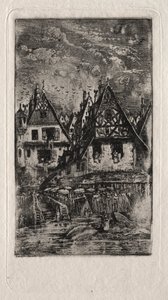 Marketplace with Parasols by Rodolphe Bresdin