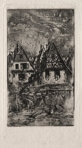 Marketplace with Parasols by Rodolphe Bresdin