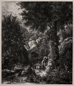Rest on the Flight into Egypt with a Saddled Donkey by Rodolphe Bresdin